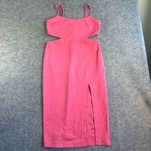 h:ours Hayden Revolve Midi Front Slit Cut Out Cocktail Pink Dress XL Tank 470